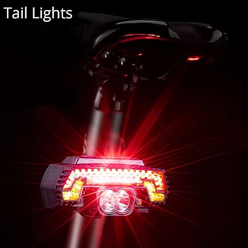 Miniatura 2 de OTYTY Luces delanteras y traseras USB para bicicleta, luces LED de freno de advertencia de seguridad recargables, 10 modos, faro delantero