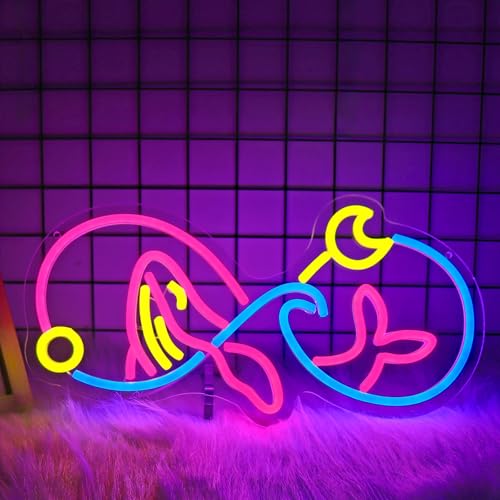 Image of Whale Neon Sign, JGHTURIE Cute Pink Neon Signs for Decor, Animal LED Sign for Room Decor, Bar, Party, Man Cave, USB Powered