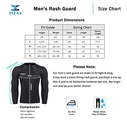 TIZAX Mannen Rash Vest Lange Mouw UPF 50+ Rash Guard Compressie Top Base Lagen Shirts Sneldrogend - Image 4