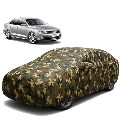 Image of Sulfar 100% Waterproof Car Body Cover Compatible with Mirror for Volkswagen Jetta with Long Lasting Durable Material (Triple Stitched, Full Bottom Elastic, Camouflage Army)