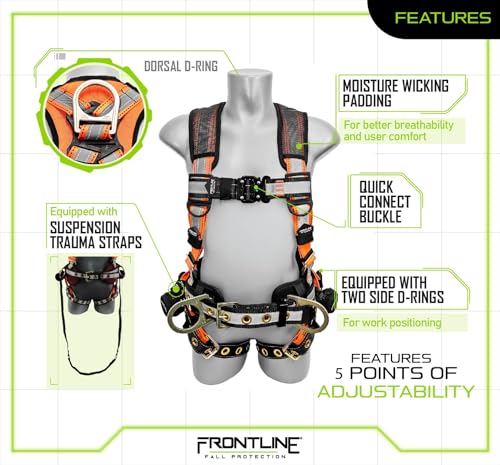 Image of FRONTLINE FALL PROTECTION Harnesses + D-Ring+ Multiple Styles + OSHA and ANSI compliant