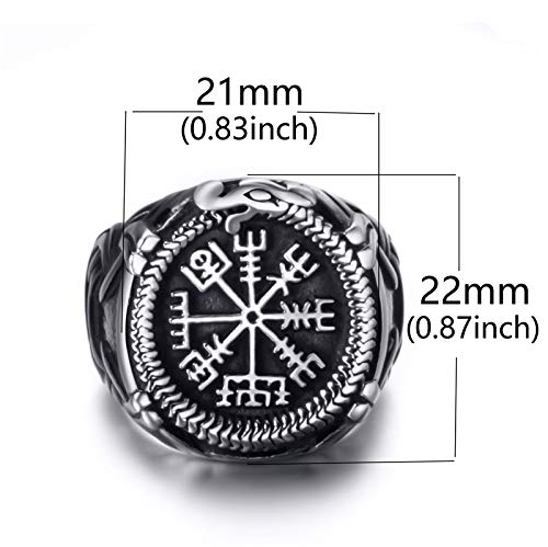 Elfasio Viking Rings Valknut Pirate Compass Norse Scandinavian Text Symbol Men Stainless Steel Vintage Jewelry Size 10 #TOP1