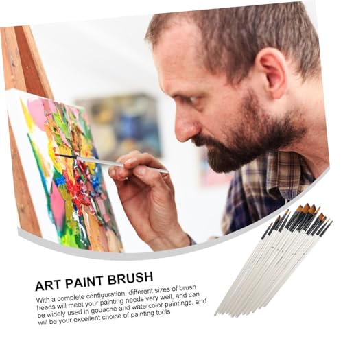 Luxshiny Set de 12 Pinceles para Acuarela con Mango de Madera Blanca, Cerdas de Nylon en Ángulo para Pintura con Gouache y Acrílico, Pinceles Profesionales para Artistas y Estudiantes miniatura 4