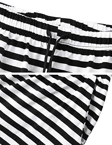 Aibrou Men's Pajama Set Cotton Long Sleeve Top & Bottom Striped Sleepwear Loungewear Gray - Thumbnail 5
