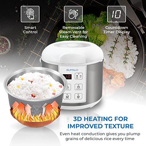 Buffalo-Classic-Rice-Cooker-with-Clad-Stainless-Steel-Inner-Pot-Electric-Rice-Cooker-for-WhiteBrown-Rice-Grain-Easy-to-clean-Non-Toxic-Non-Stick-Auto-Warmer-10-Cup