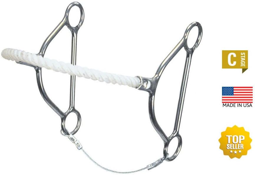Reinsman 960 Beetle Hackamore for Horse - Rope Nose - 6"" Cheeks - Stage C, Silver/White