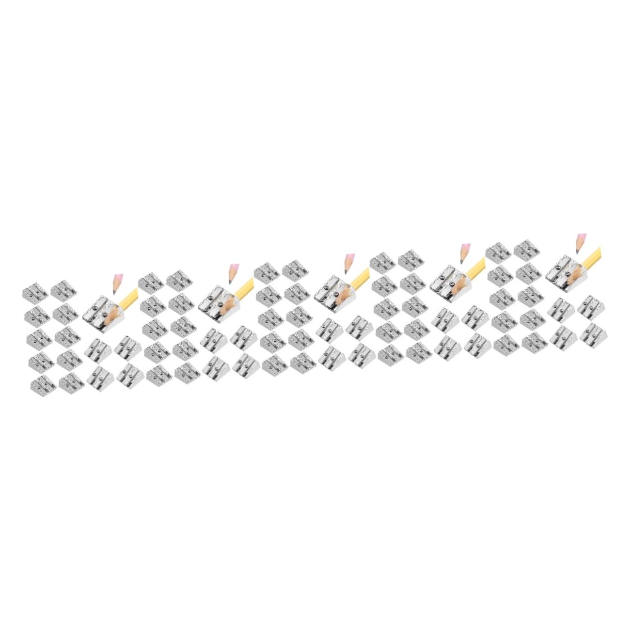 DOITOOL 100 Stück Teiliges Manueller Bleistiftspitzer aus Aluminiumlegierung mit Doppelöffnung Leicht Schnell Schärfend Vielseitig für Graphit und Buntstifte Robust und Langlebig für