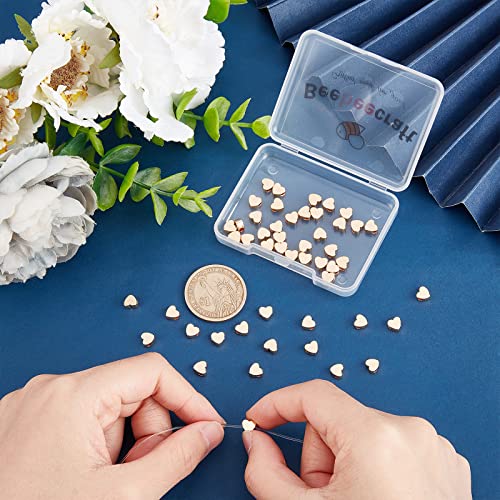 Beebeecraft 50 Stück/Box Herzperlen 18K Vergoldete Herz Zwischenperlen Kleines Loch Metall Lose Perlen Für DIY Halskette Armband Ohrring Basteln Hochzeit Valentinstag Muttertag