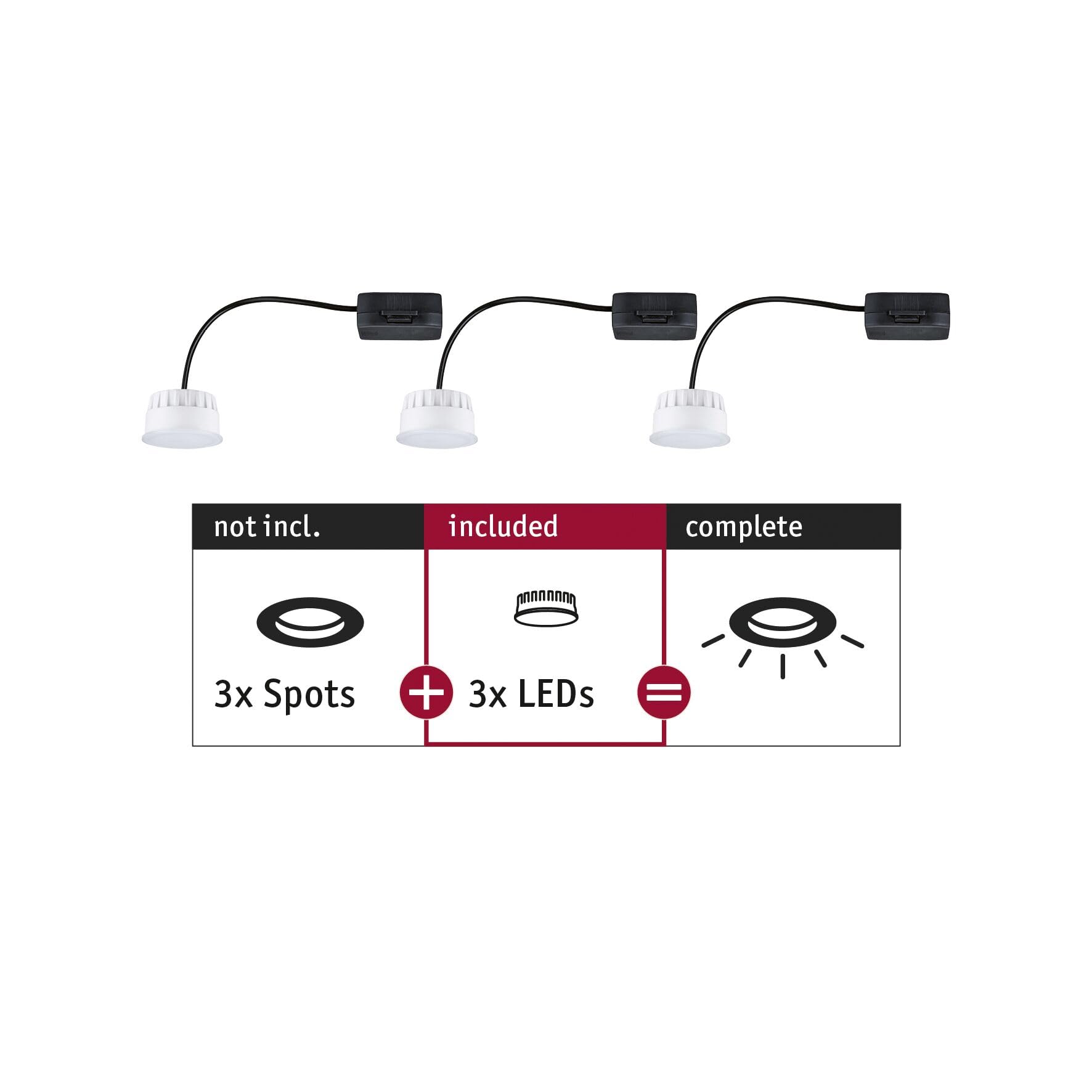 Paulmann 92472 LED Einbauleuchte Modul Choose Coin 3er-Set rund 50mm 3x6W 3x470lm 230V 2700K Satin rund Deckenspot Kunststoff