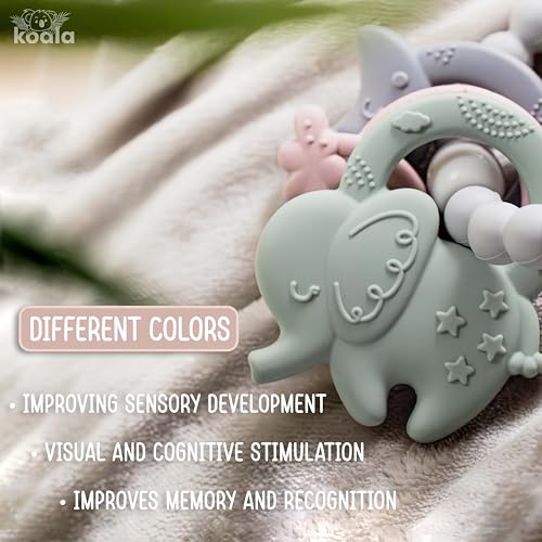 Image of Baby Silicone Teething Toy - BPA-Free Teether Ring for Infants 0-12 Months - Soft and Textured for Teething Relief - Easy to Hold Chew Toy - Soothes Sore Gums & Supports Oral Development