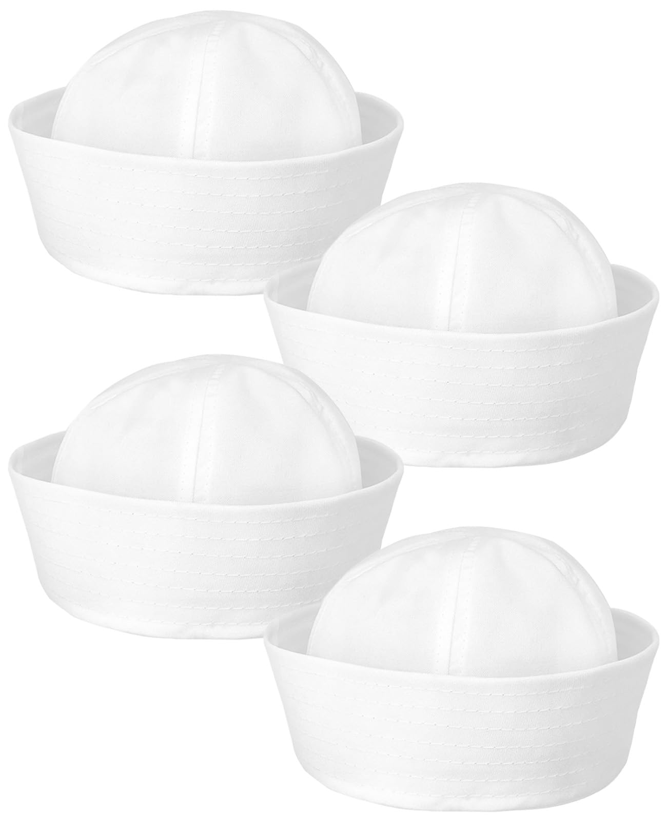 Guttiuaa 4 Pcs Sailor Hat, 56 cm Head Circumference Classical Style Adult White Sailors Hats for Nautical Costume Party Accessory