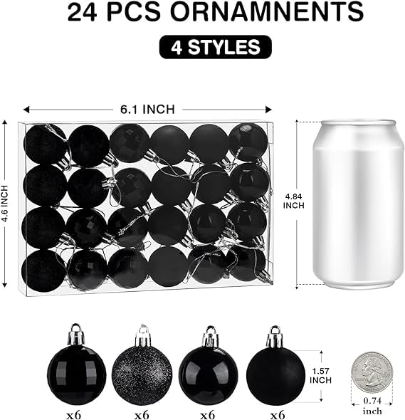 Christmas Baubles 24 Pcs Christmas Tree Decoration Shatterproof Xsmas Tree Baubles 4CM Mini Xsmas Hanging Ball Ornamentsl for Home Festival Party Decoration (Blue) - Image 2