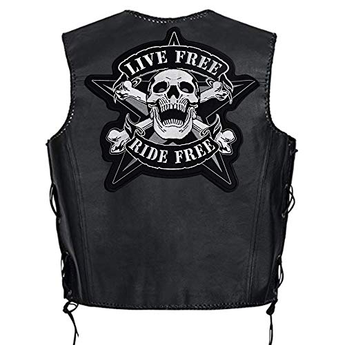 Grand patch thermocollant brodé à coudre avec inscription Live Free