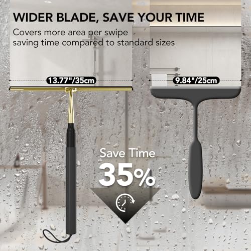 Shower Squeegee with Long Handle, 15-51" Telescopic Squeegee for Window Cleaning, Window Squeegee for Glass Doors, Extendable Window Cleaner Tool for Tile Walls, Sliding Door, Floor, Car Windshield-GD — view 6