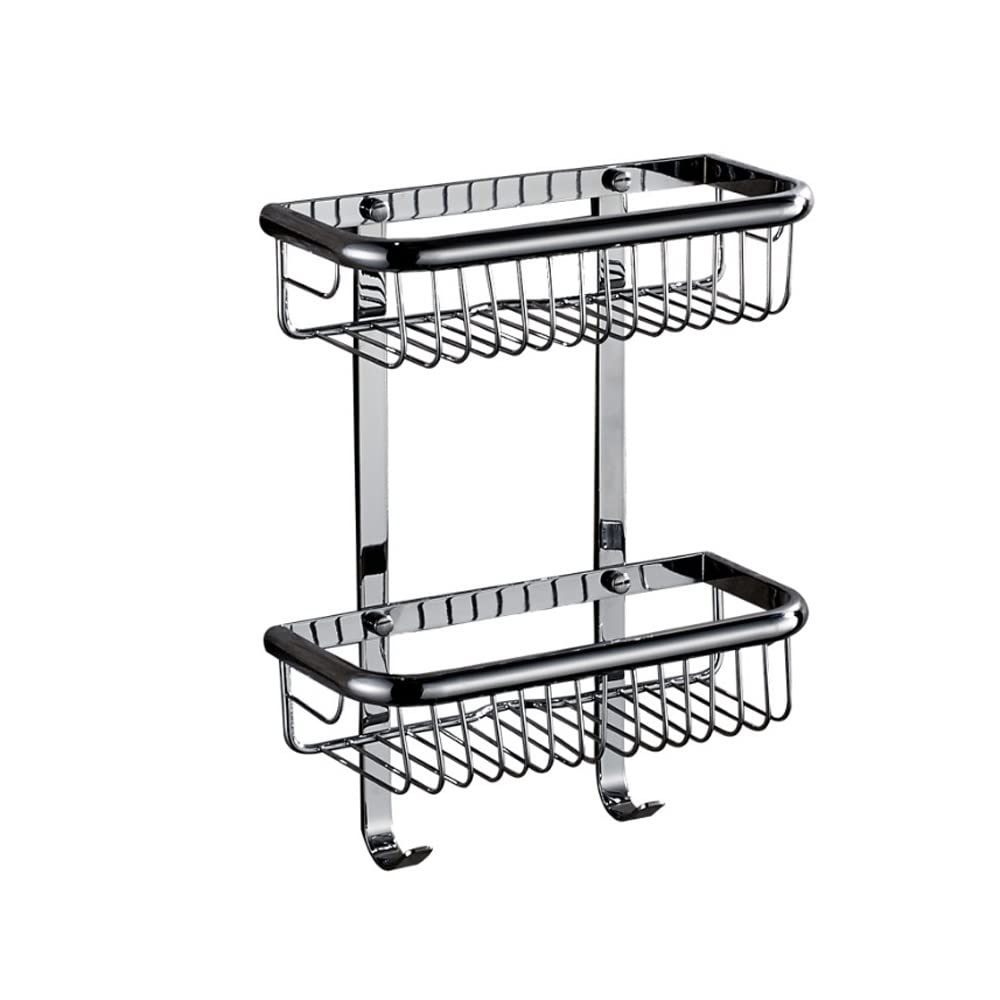 Rust Proof Bathroom Shower Shelves Metal Shower Caddies Rack Double Layer Wall-Mounted Bathroom Basket Brass Shower Caddy Storage