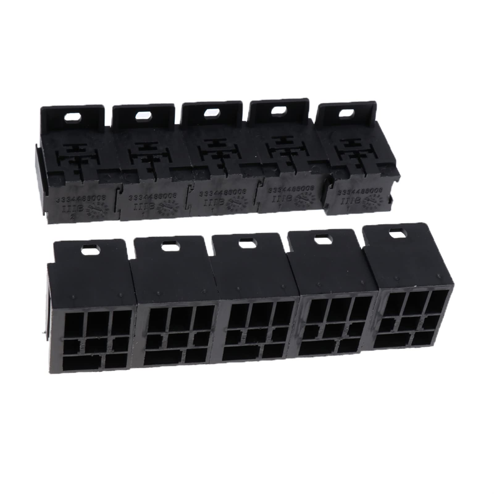 AQHYEBNSR 10pcs Car Automotive 5 Pin Relay Socket Holders + 6.3mm Copper Terminals