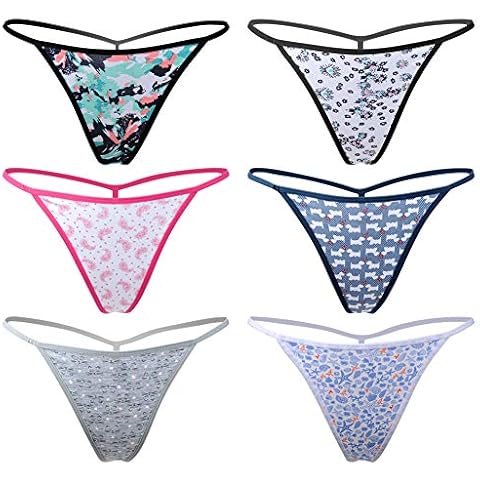 Closecret Lingerie Women Low Rise T-string Multi Pack Vary Color T-back Thong Panties (XX-Small-X-Small, cotton style in printed) Cover