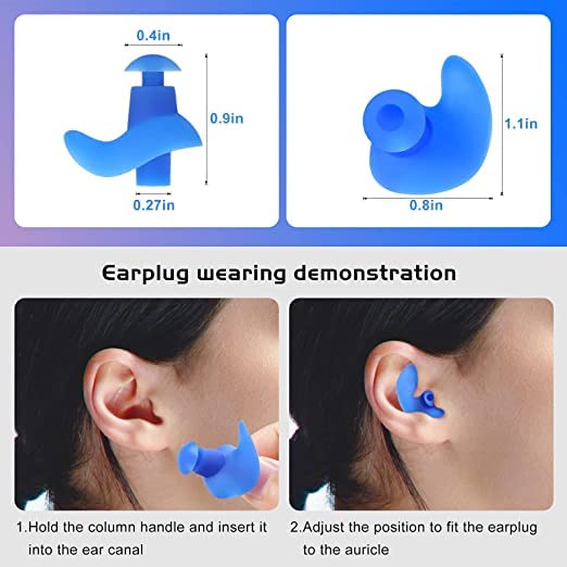Image of Silicone Swimming Waterproof Soft Ear Plugs Reusable Anti-Noise Dust-Proof Water Diving Sports Earplugs (Blue, One Size)