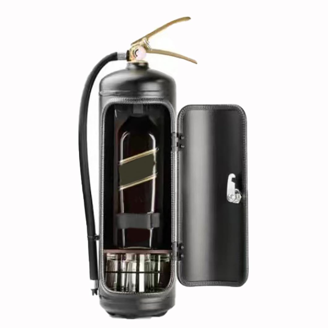 Extintor Mini Bar Armario de Vino, Caja de Almacenamiento de Vino Novedad Creativa, Armario de Vino de Metal, Sistema de Almacenamiento de Vino en Forma de Extintor. (Negro)
