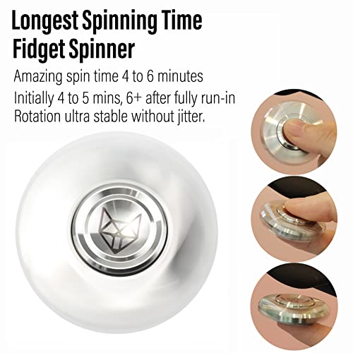 Image of FREELOVE Premium Metal Fidget Spinner for Adults, Stainless Steel Heavy Silent Spinner with Precision Bearing, Small Office Desk Toy & EDC for Stress Relief Focus ADHD, Mini Silver
