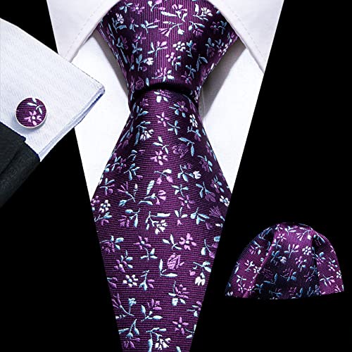 Image of Barry.Wang Ties for Men Silk Tie Sets Polka Dot Woven Necktie Pocket Square Cufflinks Business Wedding