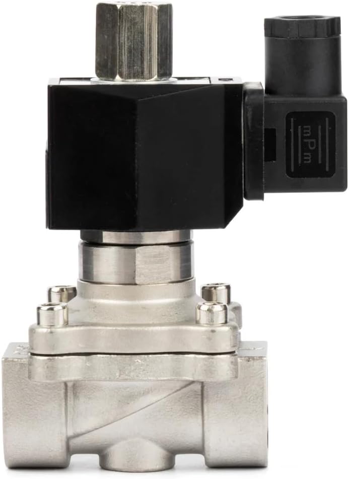 U.S. Solid 3/4" Solenoid Valve - 24V DC Stainless Steel Electric Valve, Normally Open, Viton Seal