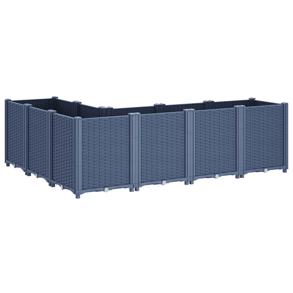 Macetero de polipropileno 160 x 120 x 53 cm, diseño modular de 6 jardineras, polipropileno resistente con almacenamiento de humedad