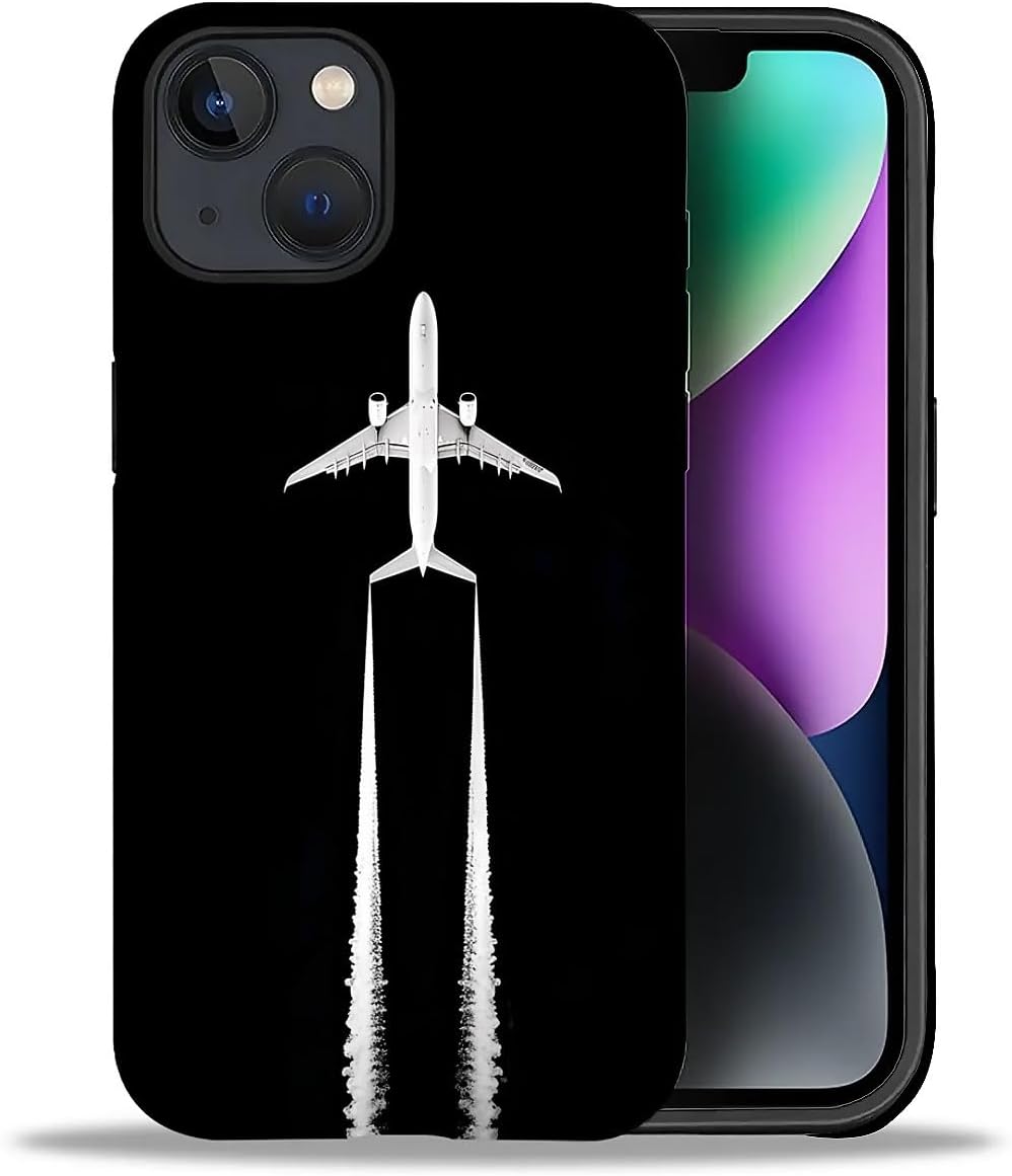 for iPhone 13 14 Glossy Case for Girl Boy Full Body Design Soft Silicone Drop Shock Scratch Protection Fashion Pattern Airplane Pilot Plane Aviation image 2