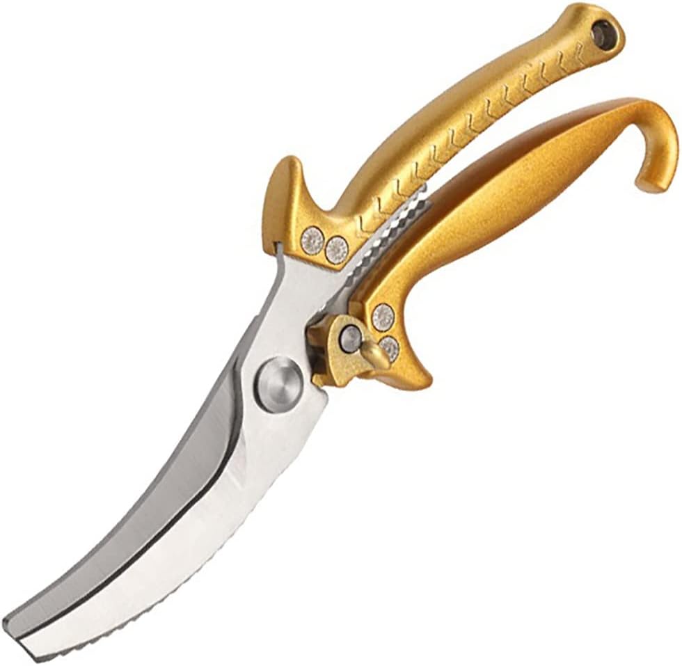 Kitchen Scissors Multifunctional Stainless Steel Strong Chicken Bone Shear Meat Household Utility Knife(Red Scissors)
