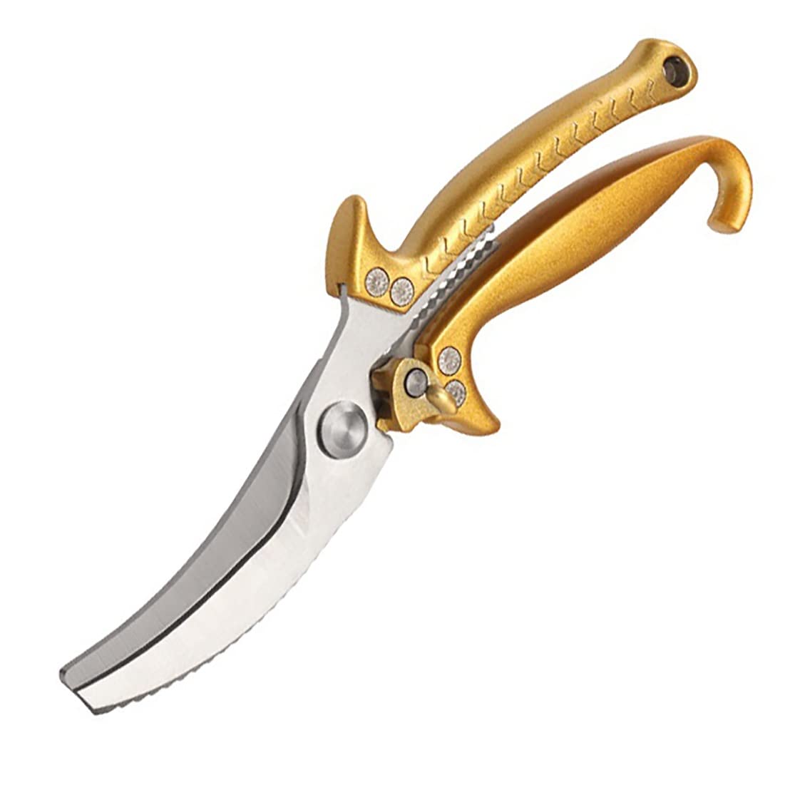 Mnuvxzaewf Gold Scissors Multi-Functional Stainless Steel Strong Chicken Bone Scissors For Cutting Meat(Gold Scissors)