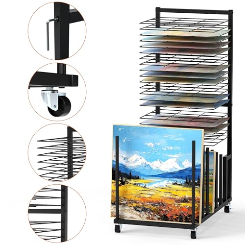 Image of uyoyous Art Storage Rack, Canvas Storage Stand with Wheels, Painting Drying Racks for Canvas Boards, Panel, Drawing Board, Crafts Drying