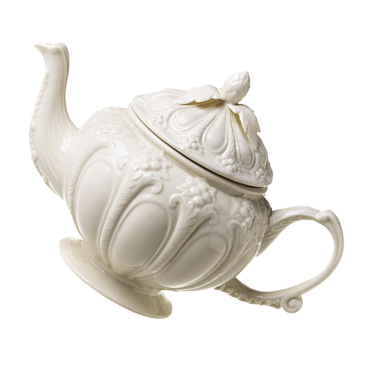 LABRIMP Ceramiczna Brytyjska Kawiarka z Wygodnym Uchwytem Odpornym Wysoką Temperaturę Styl Vintage z Tłoczonym Wzorem Idealna Do Parzenia Kawy i Herbaty Domu i Biurze