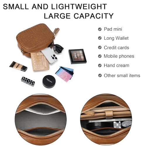 Image of AFKOMST Woven Crossbody Bag, Small Summer Purse and Boho Bag for Women | Vegan Leather, Roomy Space, 2.3L Capacity, fits iPad mini /Long Wallet /Kindle, Versatile for Daily Use /Casual /Date /Office