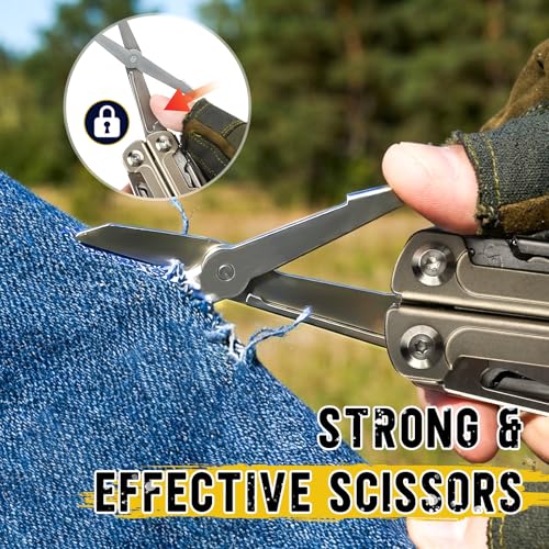 Image of BIBURY 24-in-1 Titanium Multitool Pliers, 8.7oz Ultra-Light EDC Pocket Tool with Sheath & Belt Clip, Aerospace-Grade Titanium Handle for Camping, Hiking, DIY, Gift for Men - 2048DT
