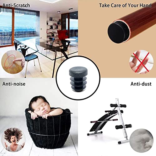 Image of (Pack of 10) 1 /2 inch OD Round End Caps (16-18 Ga - for Hole Size 0.37 inch - 0.40 inch ID) 0.50 Round Inch Sliding Inserts | Furniture Chair / Table Leg Caps | Fitness Eqpt End Caps | by SBD