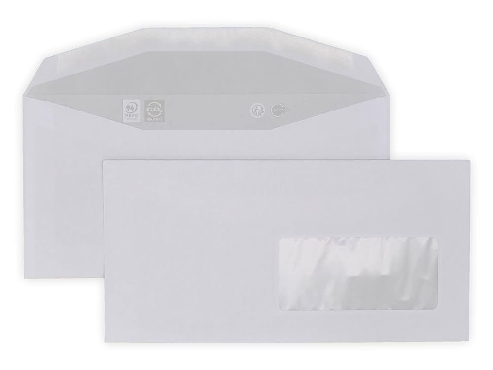 10.000 enveloppes DL 114 x 229 mm patte gommée mécanisable