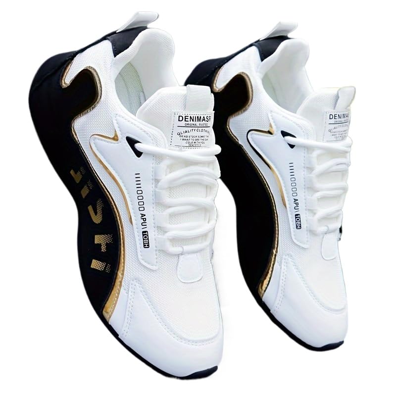 Men's Trendy and Versatile Sneakers, White Leisure Summer Sport Shoes, Comfy Non Slip Casual Soft Sole Shoes for Men's Outdoor Activities