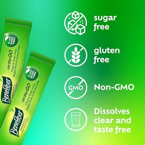 Image of Benefiber On The Go Prebiotic Fiber Supplement Powder for Digestive Health, Daily Fiber, Unflavored - 72 Sticks