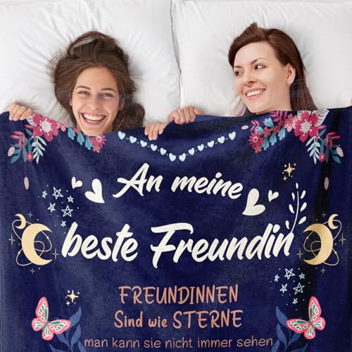 SECOGM Beste Freundin Geschenke, Geschenke für Freundin Decke, Geburtstagsgeschenk für Beste Freundin, Beste Freundin, Flauschig Decke für Beste Freundin, 152cm x 127cm(Marineblau)