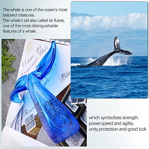 Qfkris 5.5In Modern Art Hand Blown Glass Whale Tail Figurine Collectibles Glass Art Marine Animals Sculpture Table Ornament Kids Gift Home Fish Tank Decor (Blue) #TOP2