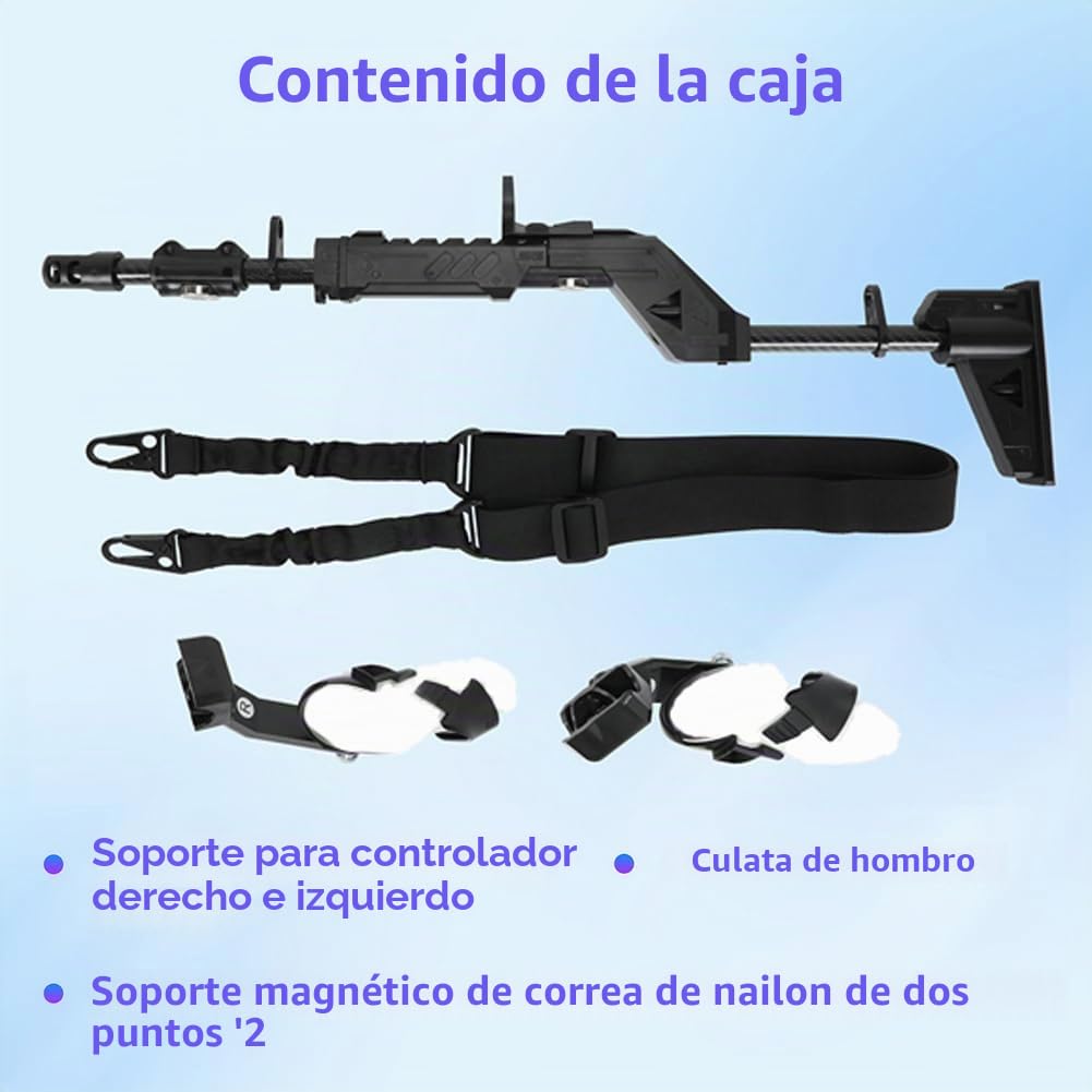 VR Gun Stock para Quest 3S/3, Manija del controlador de tiro VR para Quest 3, Accesorios para juegos VRShooting, con tirantes