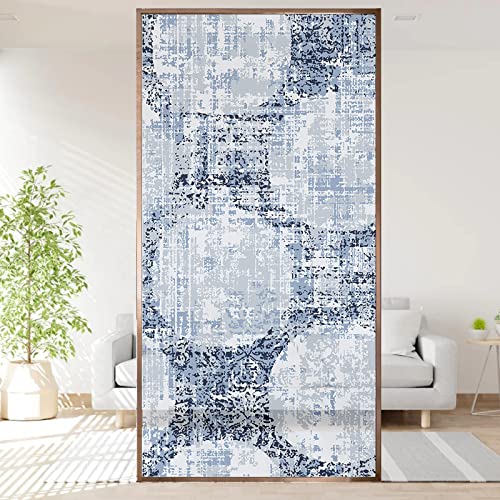 3D Removable Opaque Stained Glass Window Film,Anti Uv Glass Window Film,(17.5X59) Inch For Office,Bathroom,Bedroom,Living Room,Dining Room,Hotels,Classroomgray Round #TOP3
