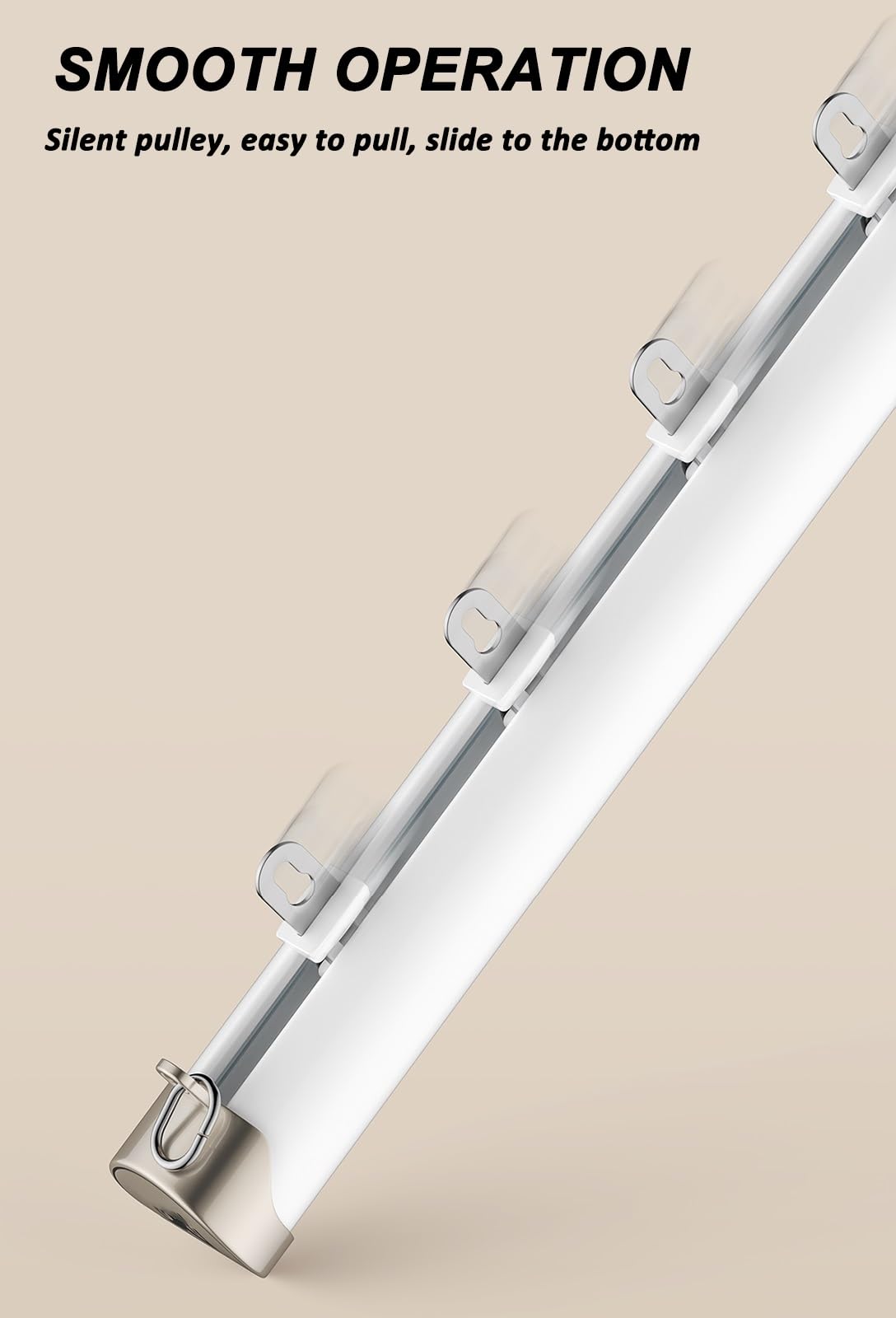Double Tringle a Rideaux Murale avec Rail de Rideau Séparation de Pièce Silencieuse, Barre Rideau en Aluminium avec Embouts Ronds 1-6 m pour Salon Chambre à Coucher Hôpital(Blanc,1m(3.3ft))