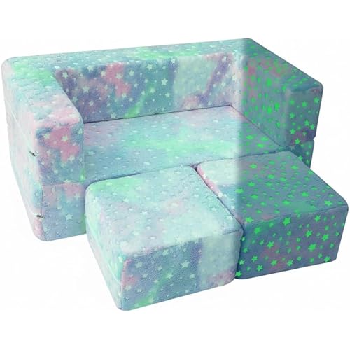 MeMoreCool Kids Sofa Couch, Glow in Dark Couch Sofa, Modular Convertible Kids Furniture