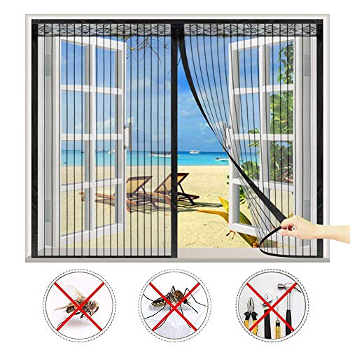 Preisvergleich Produktbild CHENG Fliegengitter für Tür 225x225cm, Insektenschutz Klettband, Auto Schließen, magnetische Adsorption Luft kann frei strömen, Mückenschutz für Fenster - Schwarz