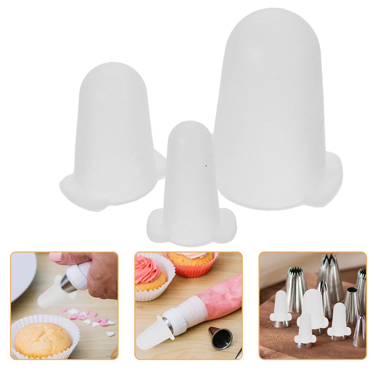 TOYANDONA 6 Pezzi Coperture Protettive in Silicone per Punte da Torta, Flessibili e Resistenti, Adatte alla Maggior Parte delle Punte per Decorare Torte in Bianco
