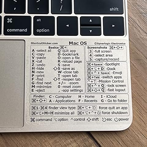 Synerlogic 10pcs (Universal) Mac OS Reference Keyboard Shortcut Sticker, No-Residue Transparent Vinyl - for Any MacBook Air/Pro/iMac/Mini (Clear/Pack of 10) Cover