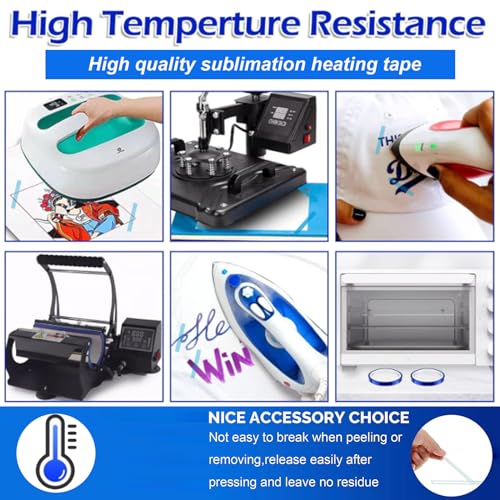 UTNVBTR 6 Rolos de 10 Mmx16 M(52 Pés) Fita Azul Resistente Ao Calor, Fita de Transferência de Calor