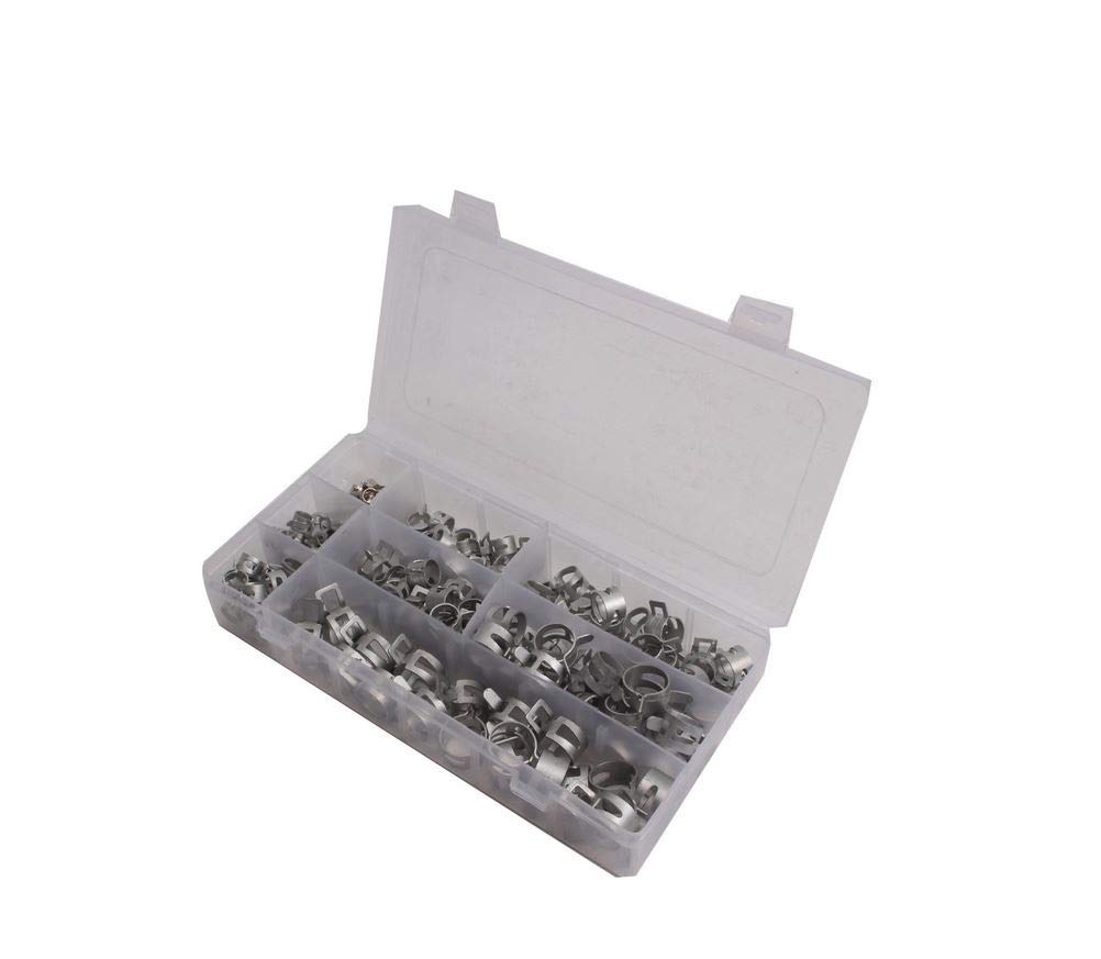 Dtacke Spring Band Type Action Fuel/Silicone Vacuum Hose Pipe Clamp Low Pressure Air Clip Clamp (160PCS)