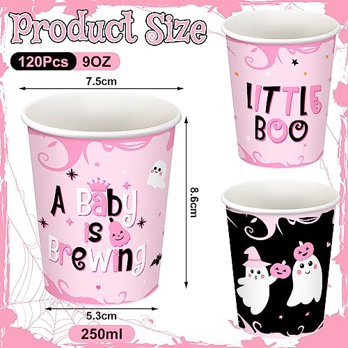 Dandat DANDAT-DSG123 120 Pack Halloween Baby Shower Cups Disposable A Baby Is Brewing Cups Halloween Little Boo Baby Shower Decorations Halloween Gender Reveal Party Supplies Halloween Cups 9 Oz thumb #2